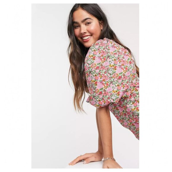 MNG Blogger Fav Volume Sleeve Floral Mini Dress - Picture 3 of 11